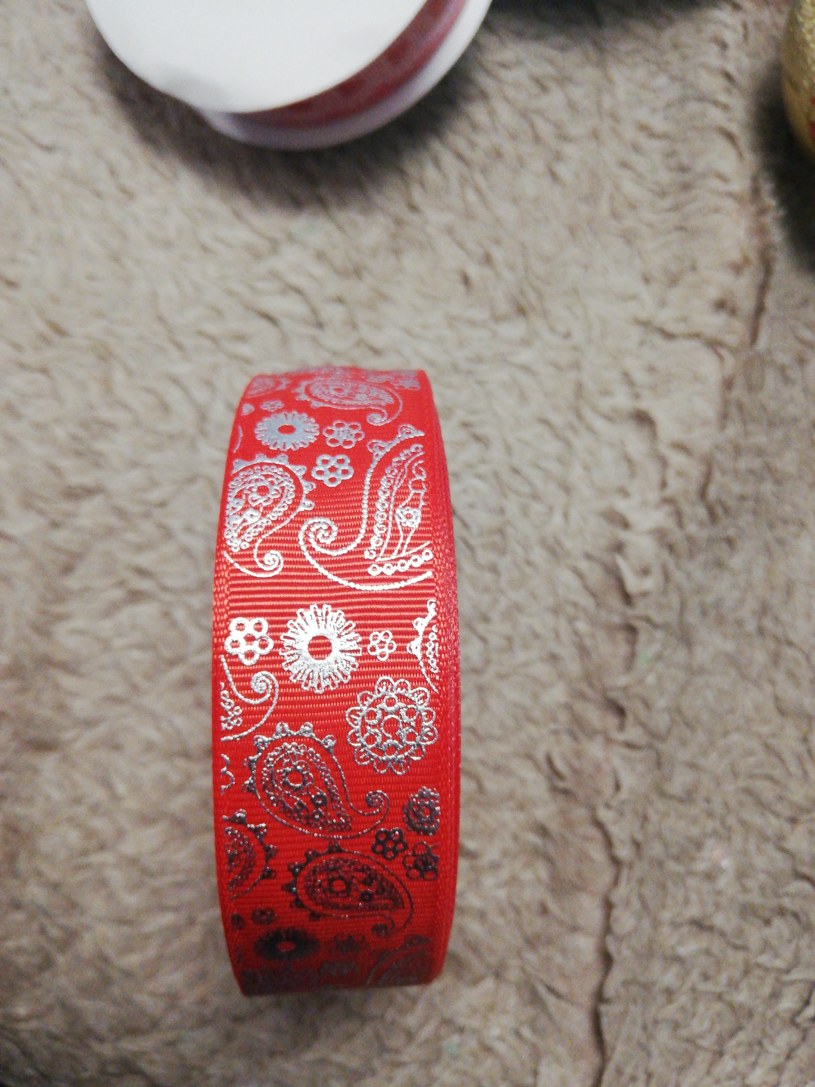 Фотография покупателя товара Лента репсовая с тиснением «Огурцы», 25 мм, 18 ± 1 м, цвет красный