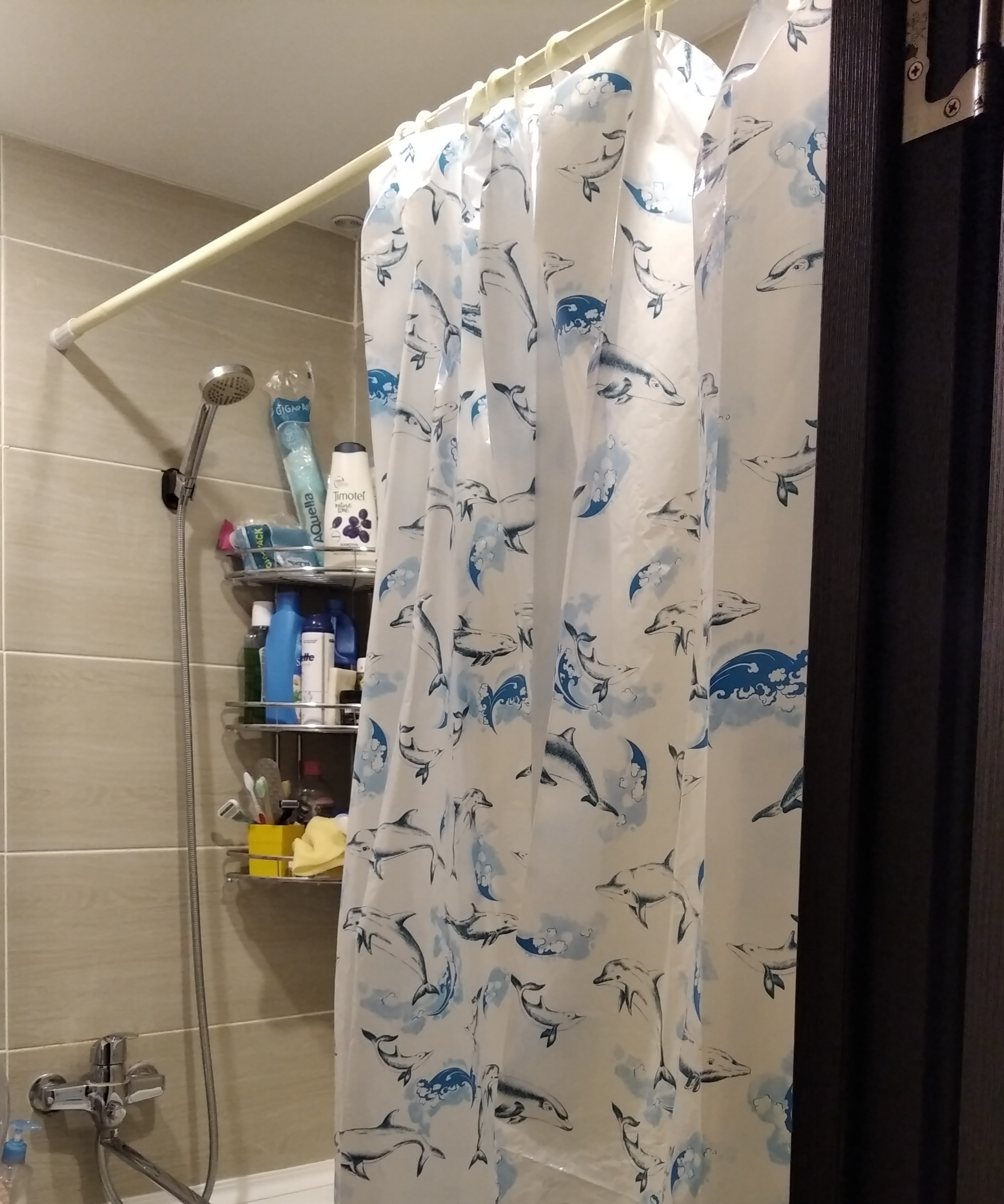 Фотография покупателя товара Карниз для ванной комнаты телескопический 110-200 см, цвет бежевый