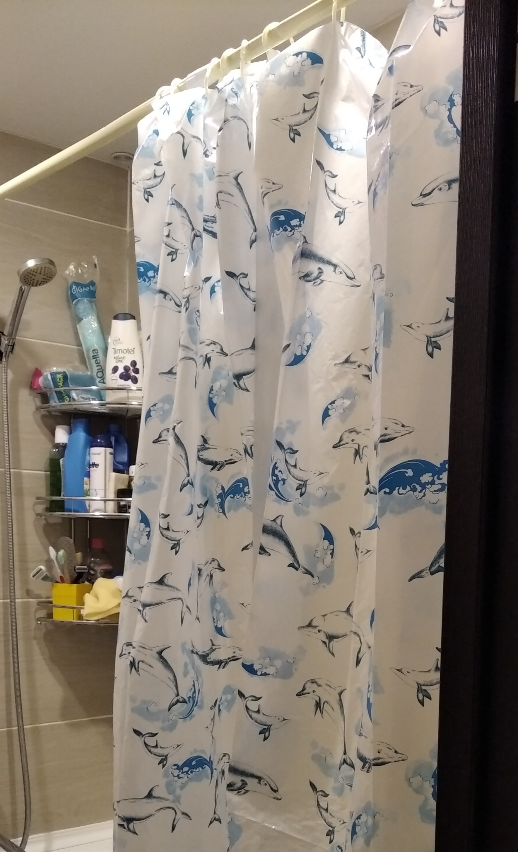 Фотография покупателя товара Штора для ванной «Дельфины», 180×180 см, полиэтилен, цвет белый