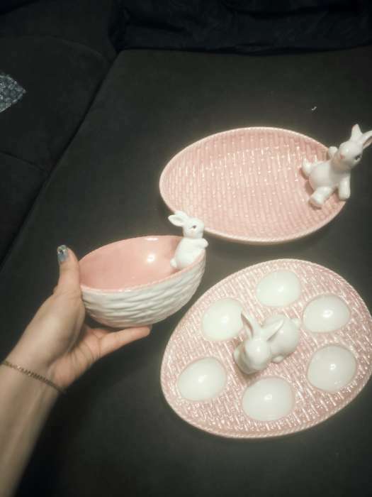 Фотография покупателя товара Салатник Доляна «Зайка», 430 мл, 18×14×11 см, голубой - Фото 2