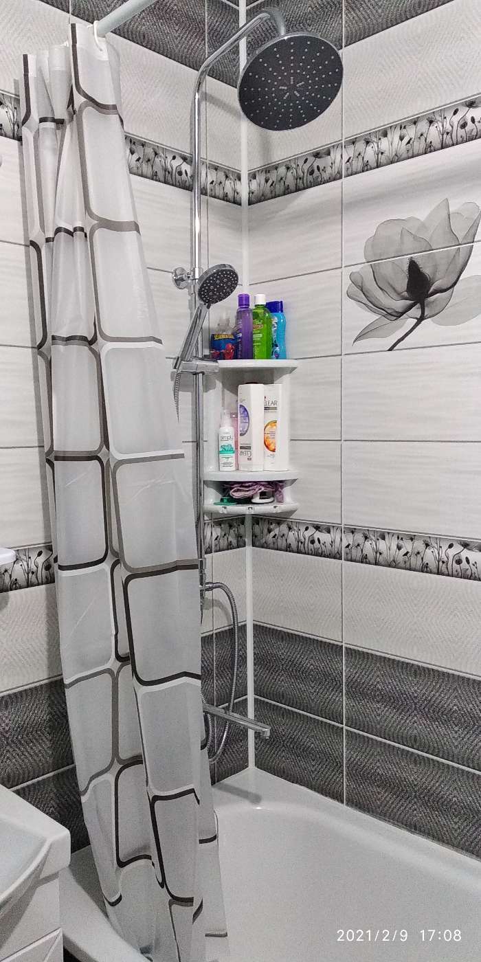 Фотография покупателя товара Штора для ванной комнаты Доляна «Квадраты», 180×180 см, PEVA - Фото 8