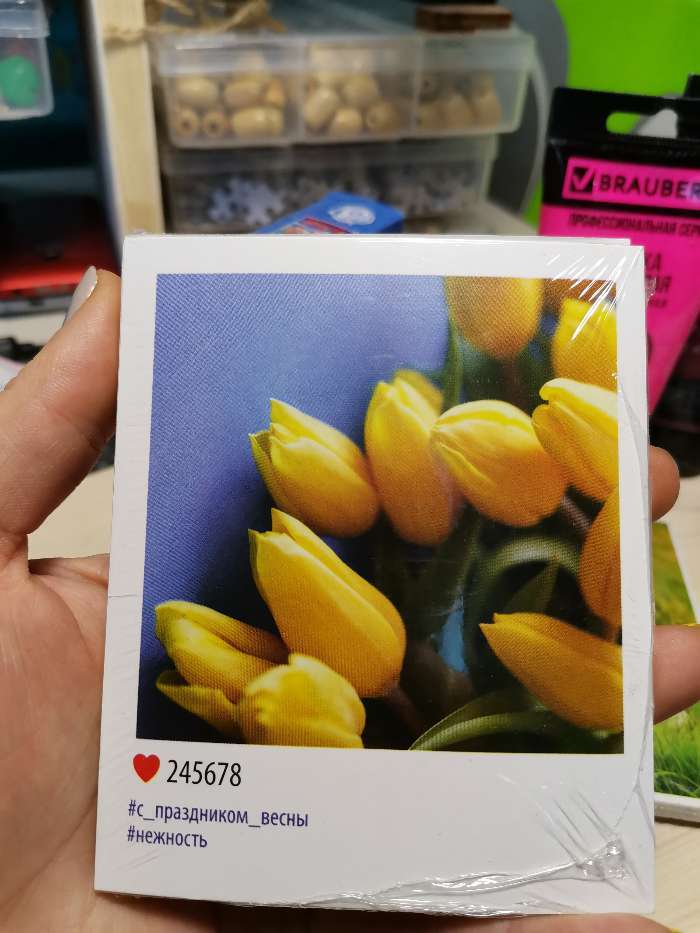 Фотография покупателя товара Мини‒открытка «С 8 марта», жёлтые тюльпаны, 9 × 11 см - Фото 2
