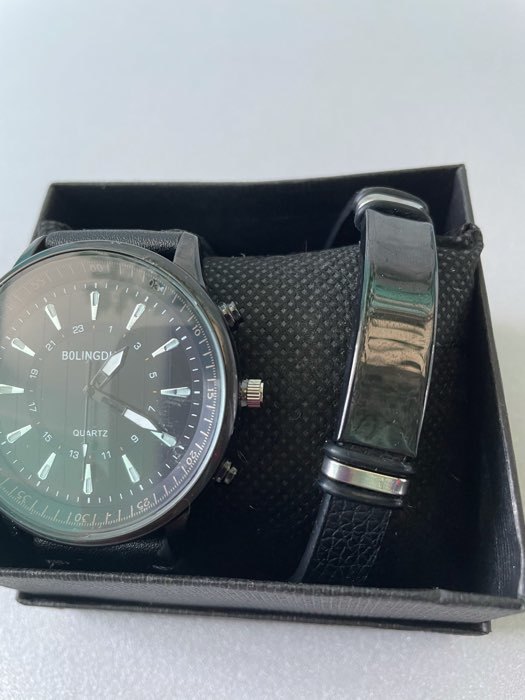 Фотография покупателя товара Мужской подарочный набор Bolingdun 2 в 1: наручные часы, браслет, d-4.6 см - Фото 1