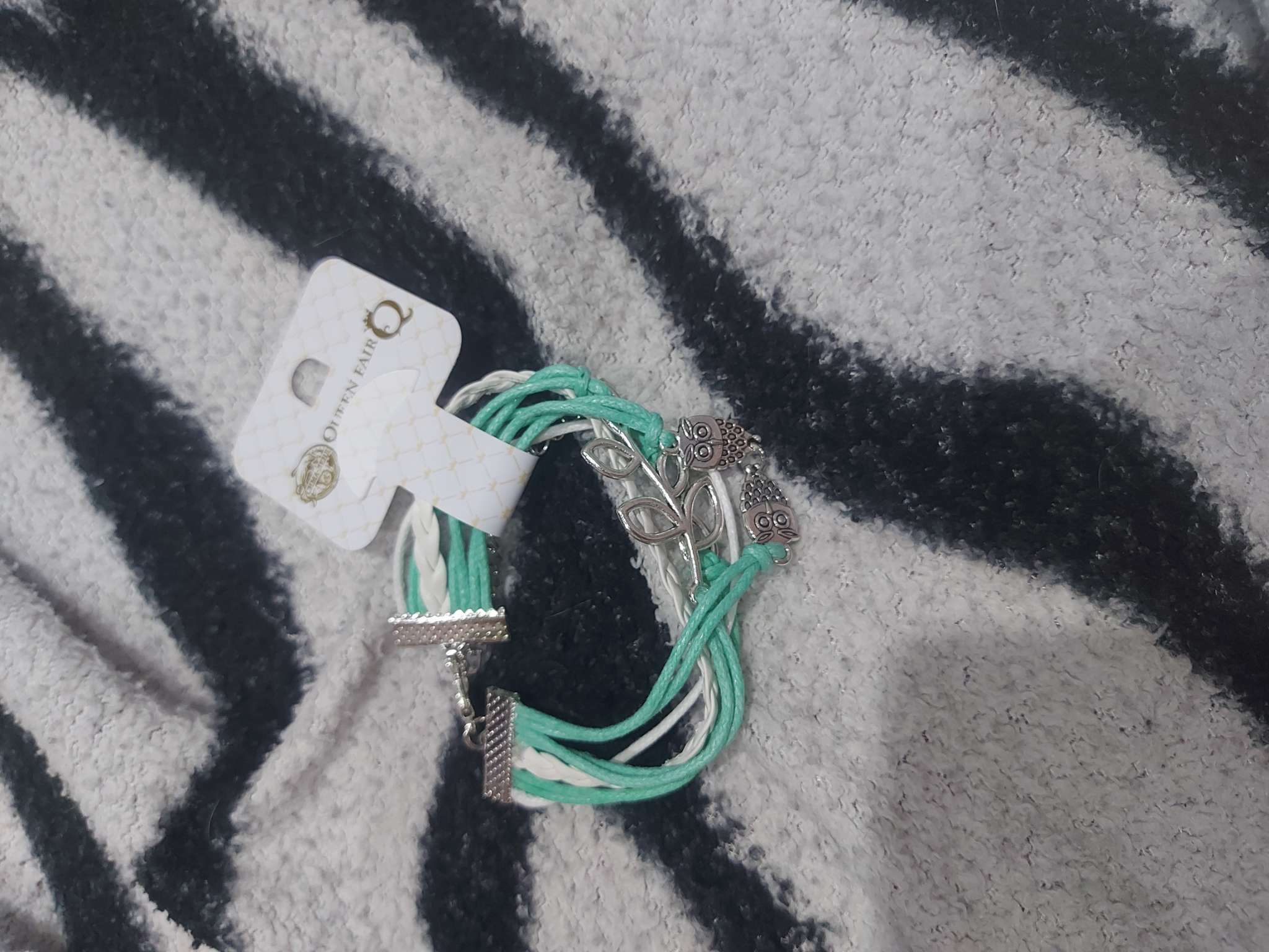 Фотография покупателя товара Браслет кожа «Магия знаков» совушки, 5 нитей, бело-серый, L=20 см - Фото 1