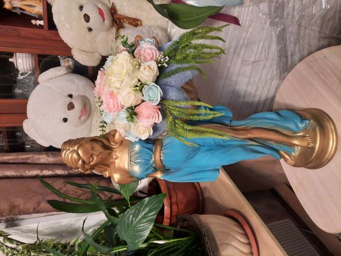 Фотография покупателя товара Фигура с кашпо «Девушка в платье», 40×30×88 см, 1.2 л, гипс, цвет бронзовый - Фото 7