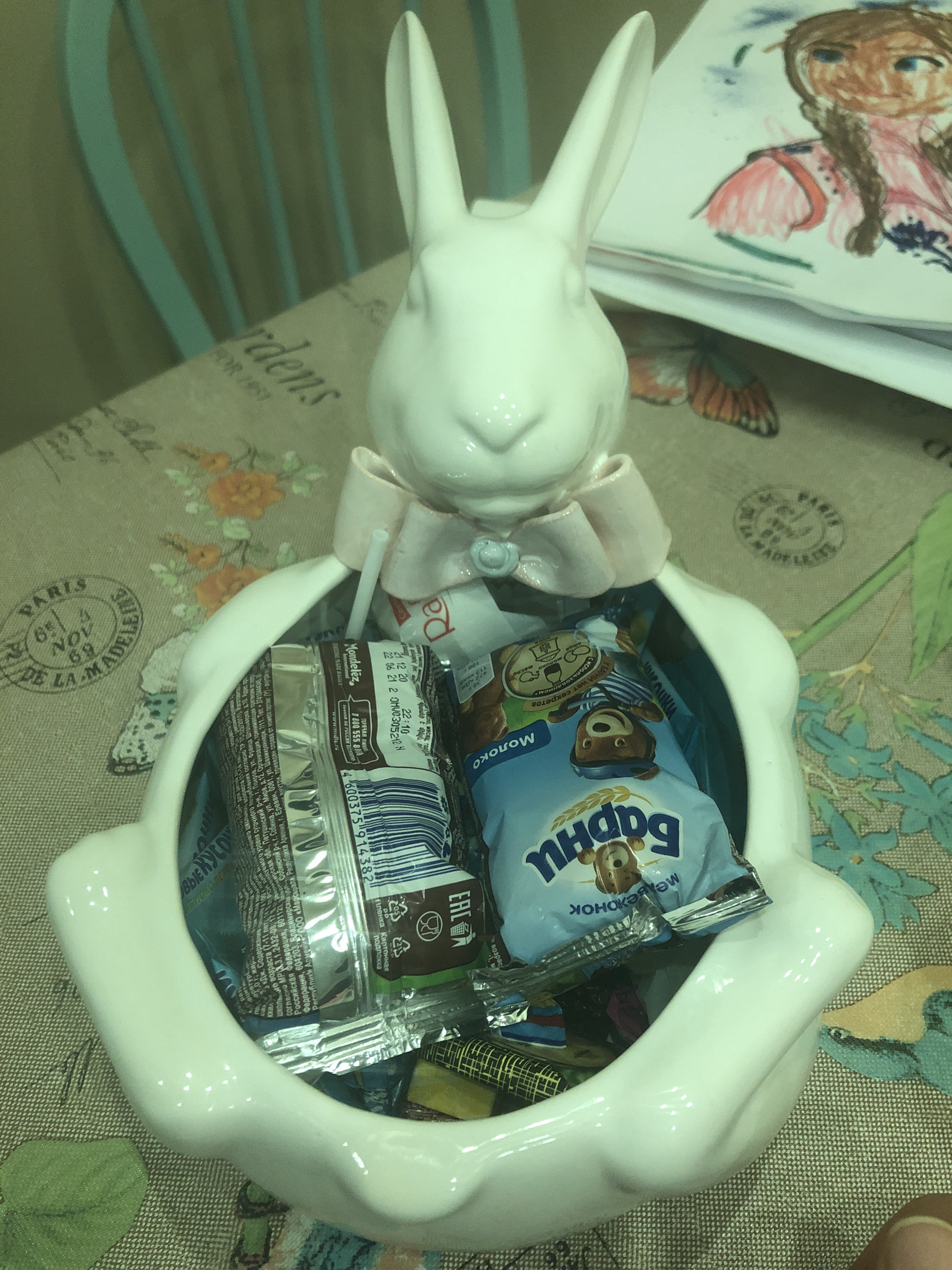 Фотография покупателя товара Конфетница "Кролик", белая, 26х16х14 см, авторская работа - Фото 3