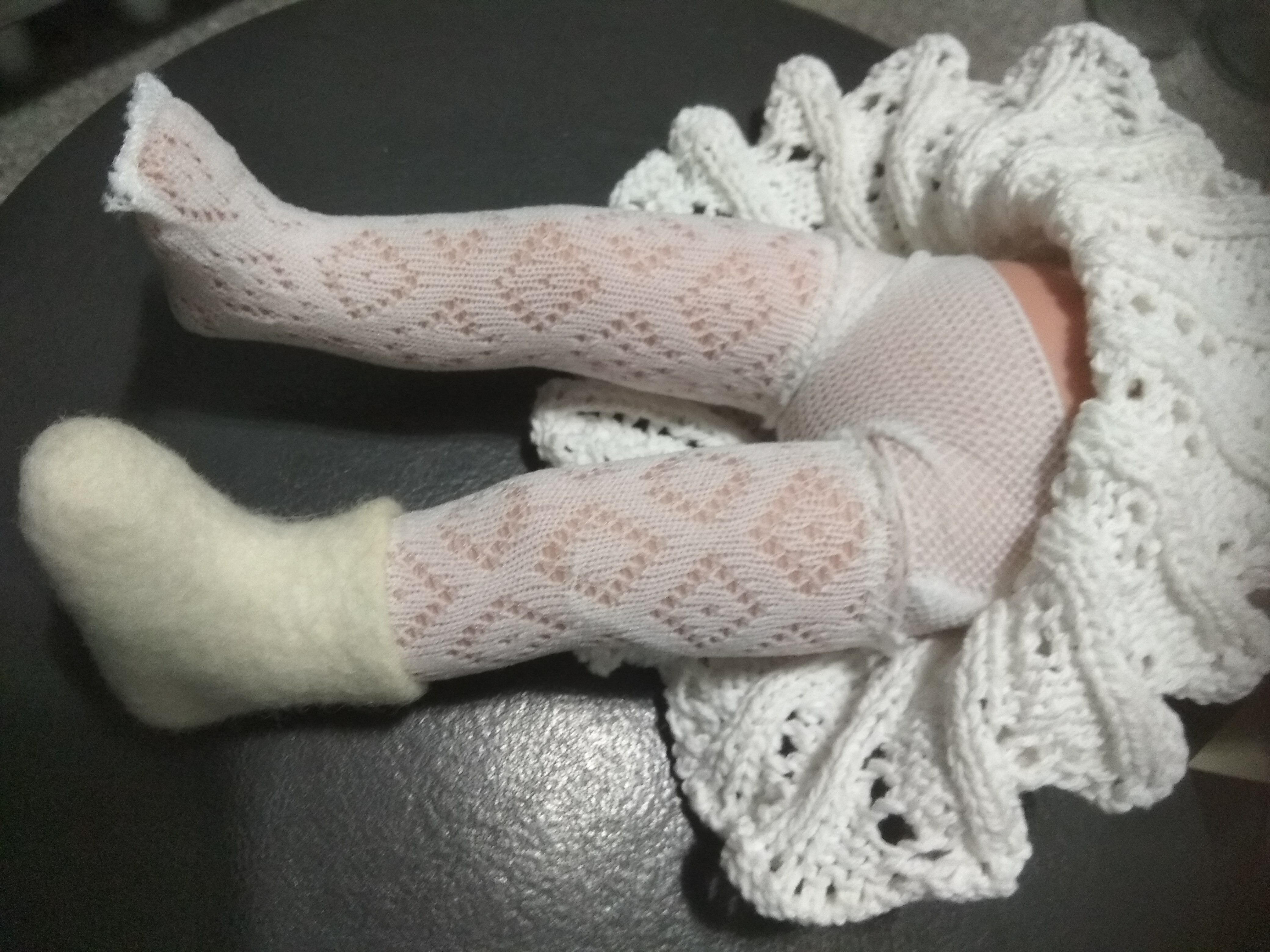 Фотография покупателя товара Гольфы ажурные для куклы, цвет белый - Фото 3