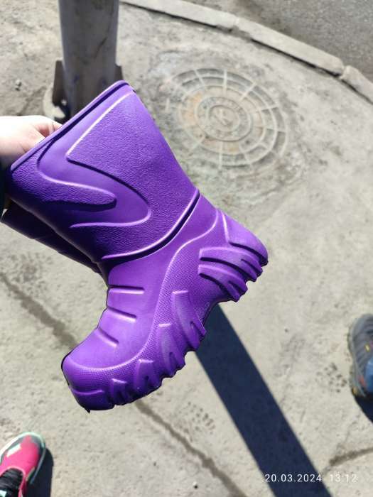 Фотография покупателя товара Сапоги детские ЭВА, размер 34/35, цвет фиолетовый МИКС - Фото 3