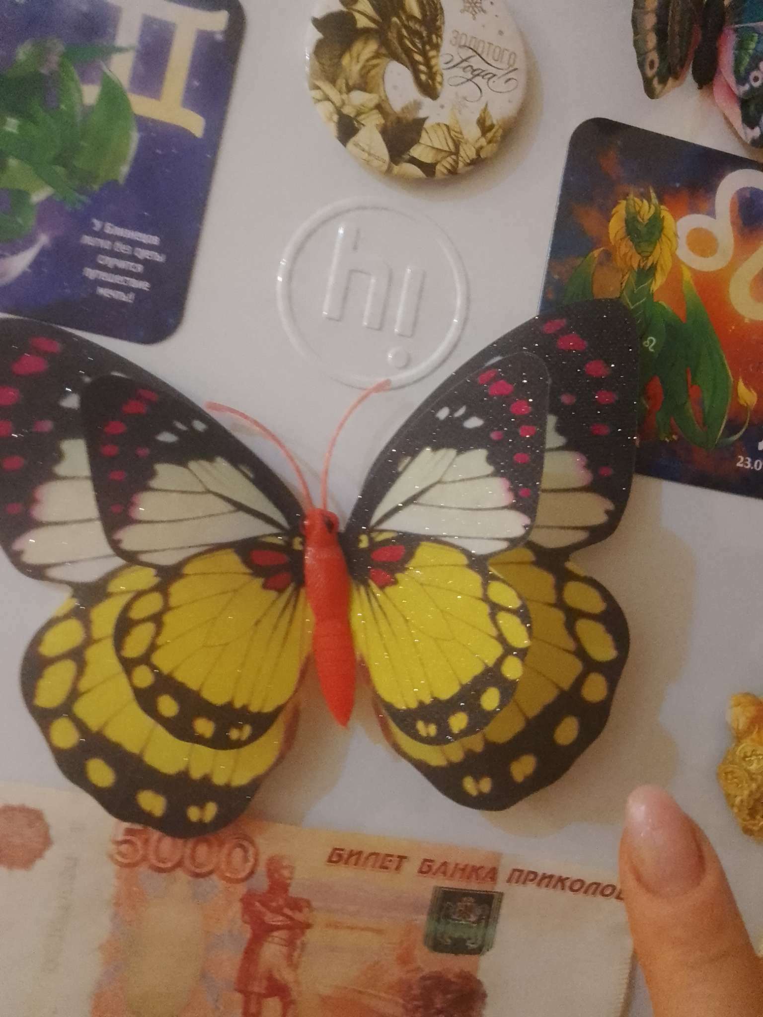 Фотография покупателя товара Магнит пластик "Бабочка блестящая" двойные крылышки, МИКС 15х10 см - Фото 1