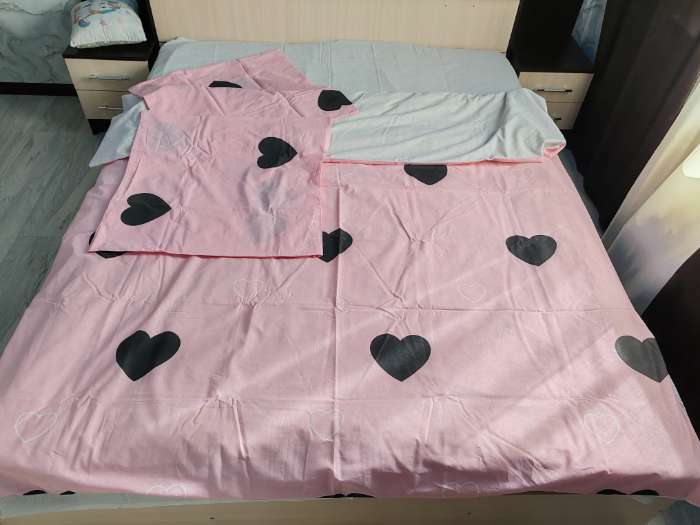 Фотография покупателя товара Постельное белье Этель 2 сп Pink heart 175*215 см, 200*220 см,70*70 см -2 шт