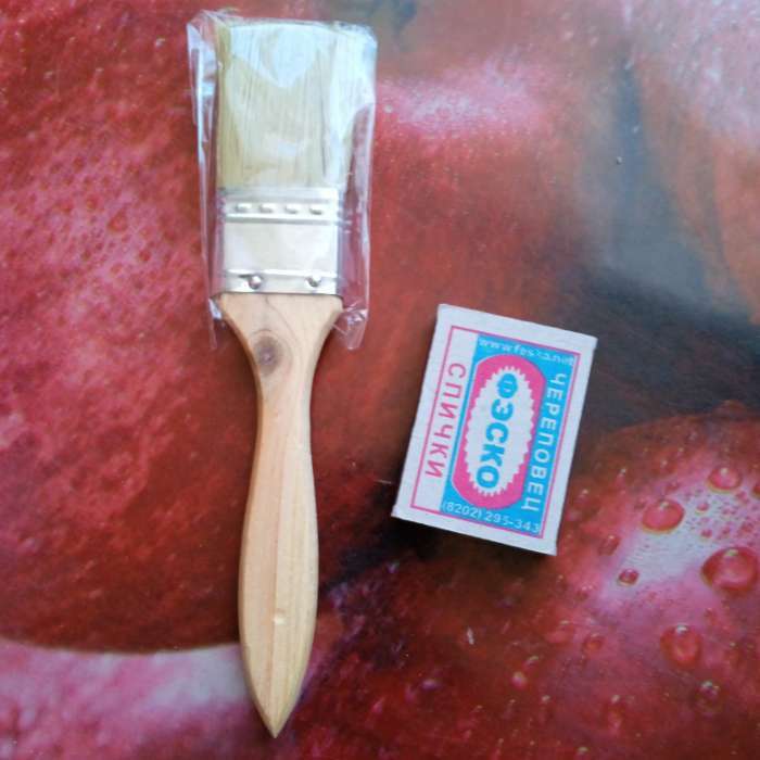 Фотография покупателя товара Кисть плоская ЛОМ, натуральная щетина, деревянная рукоятка, 1.5", 38 мм