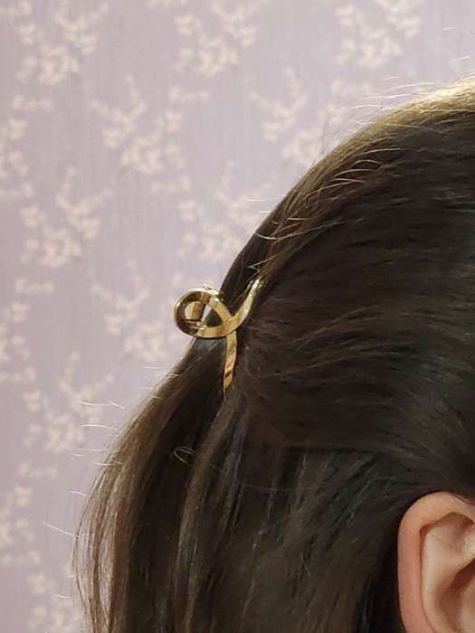 Фотография покупателя товара Краб для волос "Валери" петелька, 4,7 см, золото - Фото 2