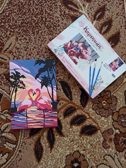 Фотография покупателя товара Картина по номерам на холсте с подрамником «Фламинго на закате», 30х20 см