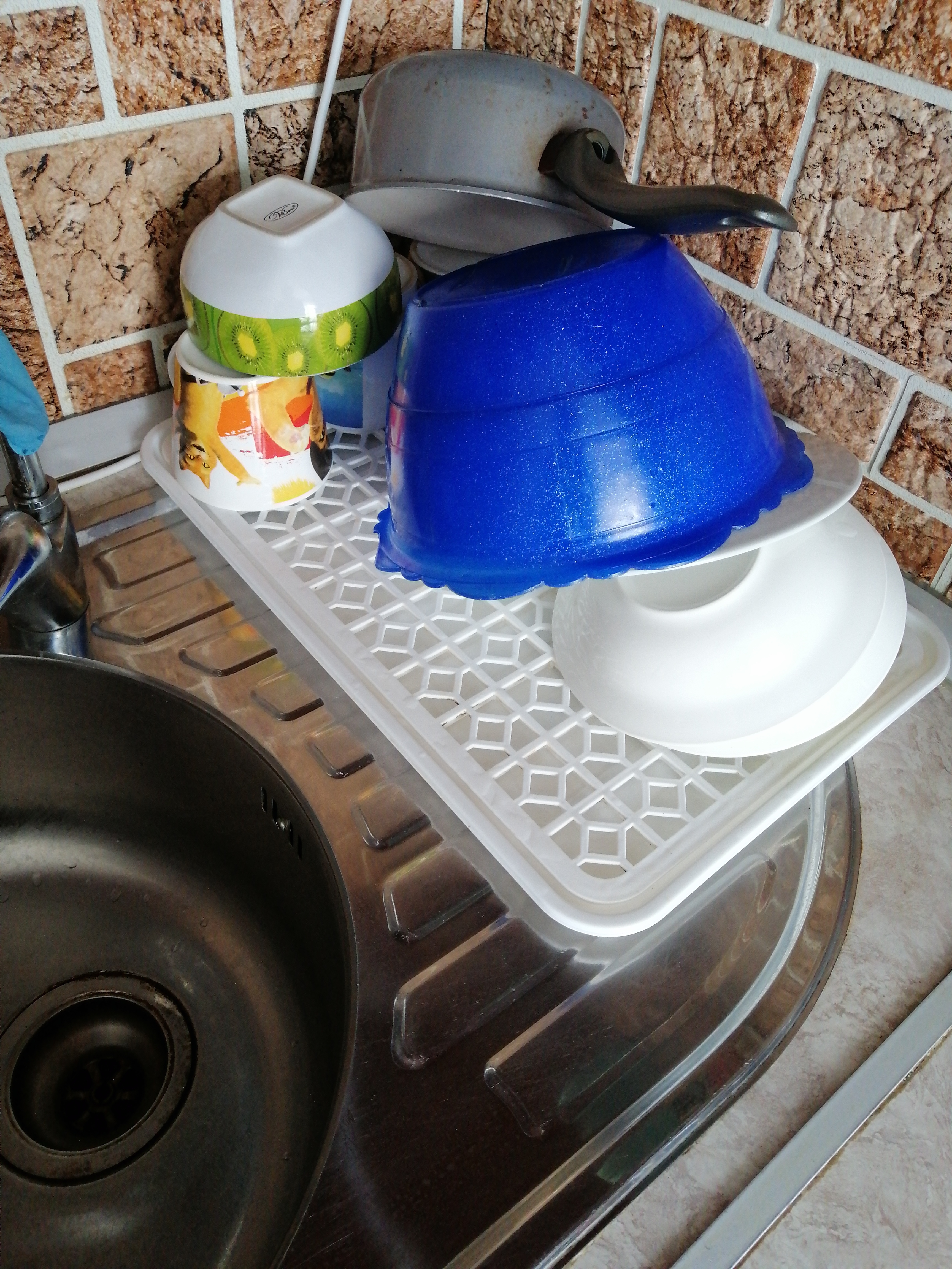 Фотография покупателя товара Поднос с вкладышем для сушки посуды, 46×30 см, цвет МИКС - Фото 13