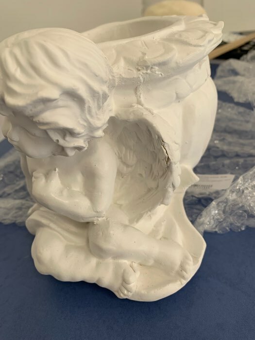 Фотография покупателя товара Фигурное кашпо для цветов «Ангел карапуз», 400 мл, 18×14×14 см, гипс, белое - Фото 8