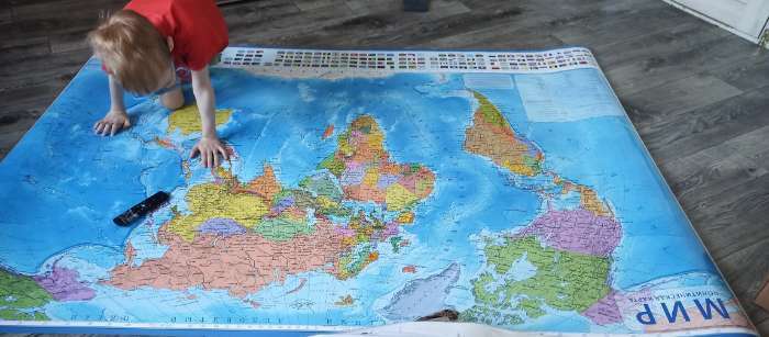 Фотография покупателя товара Карта Мира Политическая, 199 х 134 см, 1:15,5 млн, ламинированная