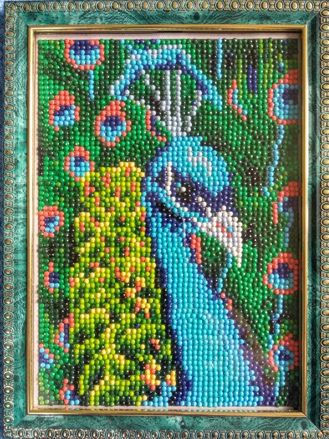 Фотография покупателя товара Алмазная мозаика с полным заполнением на холсте «Павлин», 15×21 см - Фото 1