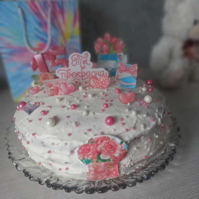 Фотография покупателя товара Вафельные картинки съедобные «С Днём Рождения» для капкейков, торта KONFINETTA, 1 лист А5 - Фото 3