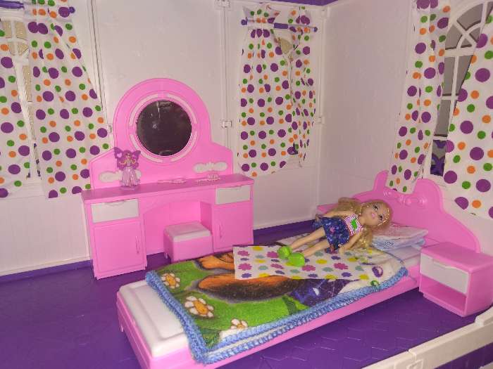Фотография покупателя товара Кроватка, фиолетовая, с постельным бельём, в пакете