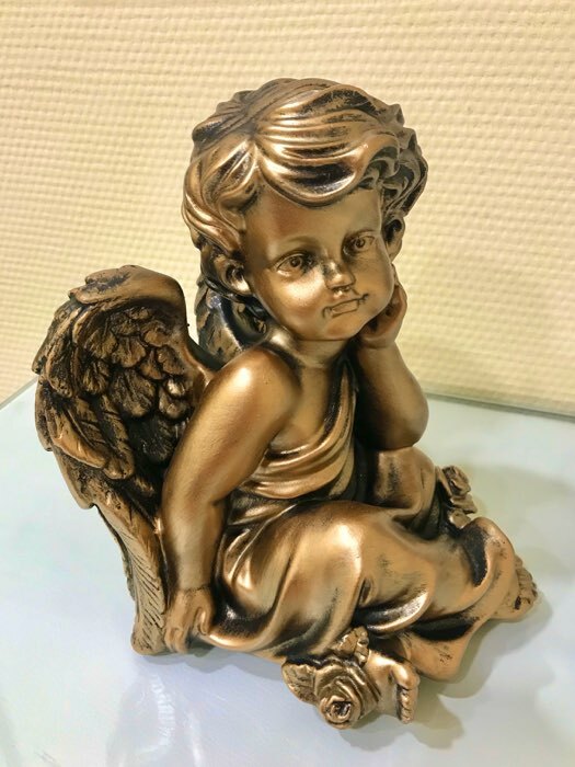 Фотография покупателя товара Статуэтка "Ангел думающий", золотистый цвет, 21 см - Фото 1