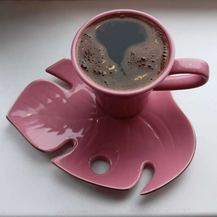 Фотография покупателя товара Чайная пара «Розовая монстера», кружка 100 мл, блюдце 15х14 см - Фото 1