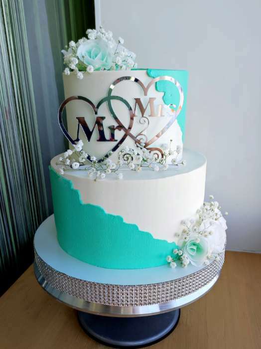 Фотография покупателя товара Топпер в торт Mr&Mrs, цвет серебряный - Фото 1