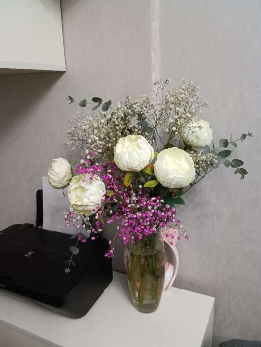 Фотография покупателя товара Цветы искусственные "Пышный пион" 7х47 см, белый - Фото 1