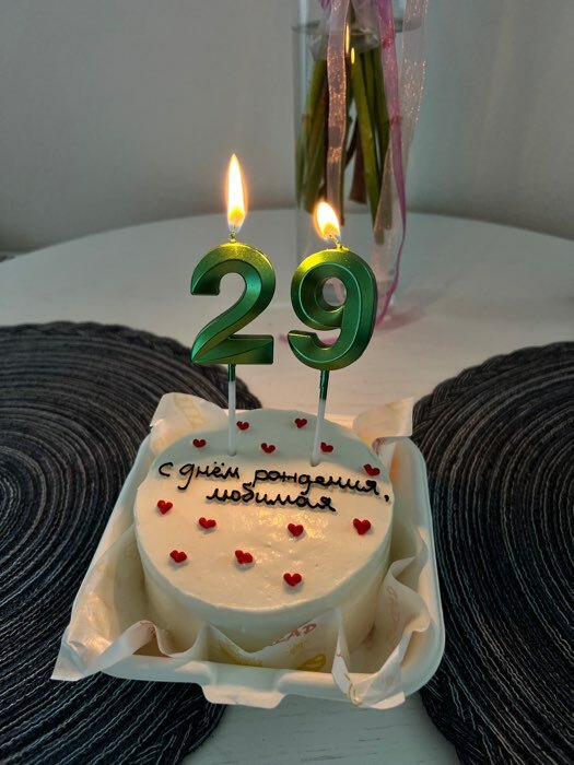 Фотография покупателя товара Свеча в торт на шпажке «‎Грань», цифра "2",изумруд, 5 см