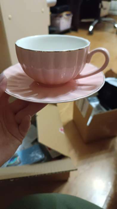 Фотография покупателя товара Чайная пара фарфоровая Доляна «Вивьен», 2 предмета: чашка 200 мл, блюдце d=15 см, цвет серый - Фото 2