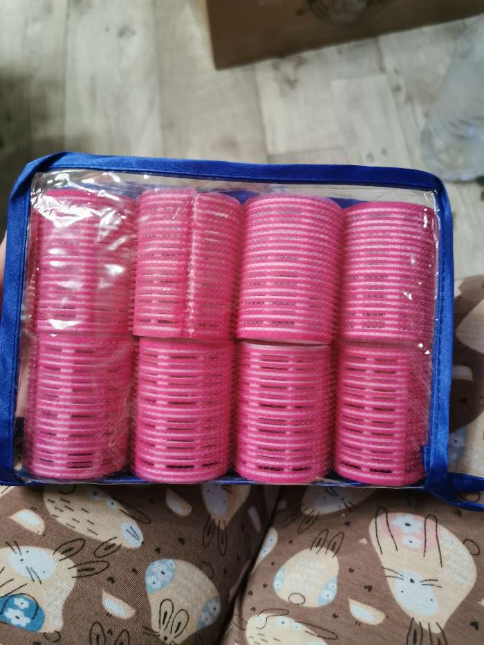 Фотография покупателя товара Бигуди «Липучка», d = 4,4 см, в косметичке, 8 шт, цвет МИКС - Фото 1