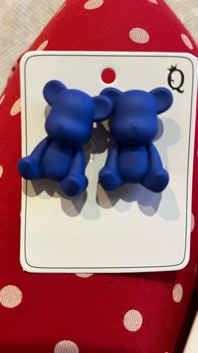 Фотография покупателя товара Серьги пластик «Мишки», цвет синий - Фото 1