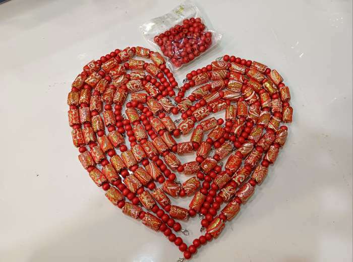 Фотография покупателя товара Бусины для творчества дерево "Красные" набор 30 гр 1х1 см - Фото 2
