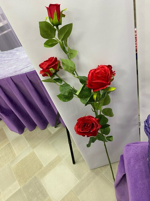 Фотография покупателя товара Цветы искусственные куст розы капля 90 см белый - Фото 2