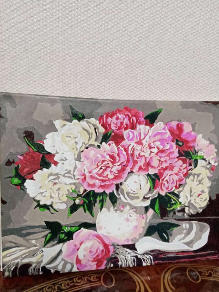 Фотография покупателя товара Картина по номерам «Пионы. Жанна Когай» 40 × 50 см, 24 цвета - Фото 2