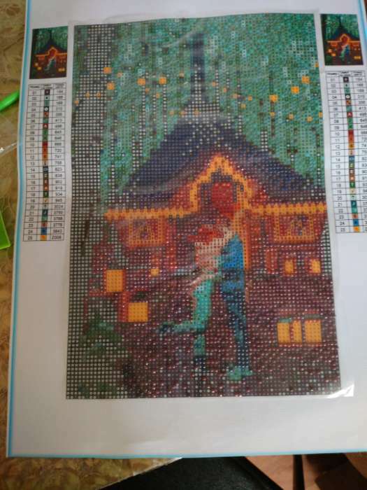 Фотография покупателя товара Алмазная мозаика с полным заполнением со светящимися стразами на холсте «Хижина», 20 х 30 см