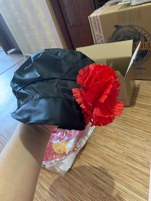 Фотография покупателя товара Шляпа "Картуз с цветком", р-р 110-122, цвет чёрный