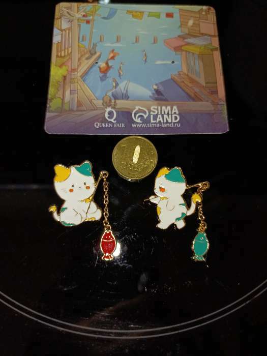 Фотография покупателя товара Набор значков (2 шт.) «Япония» котики, цветной в золоте - Фото 2