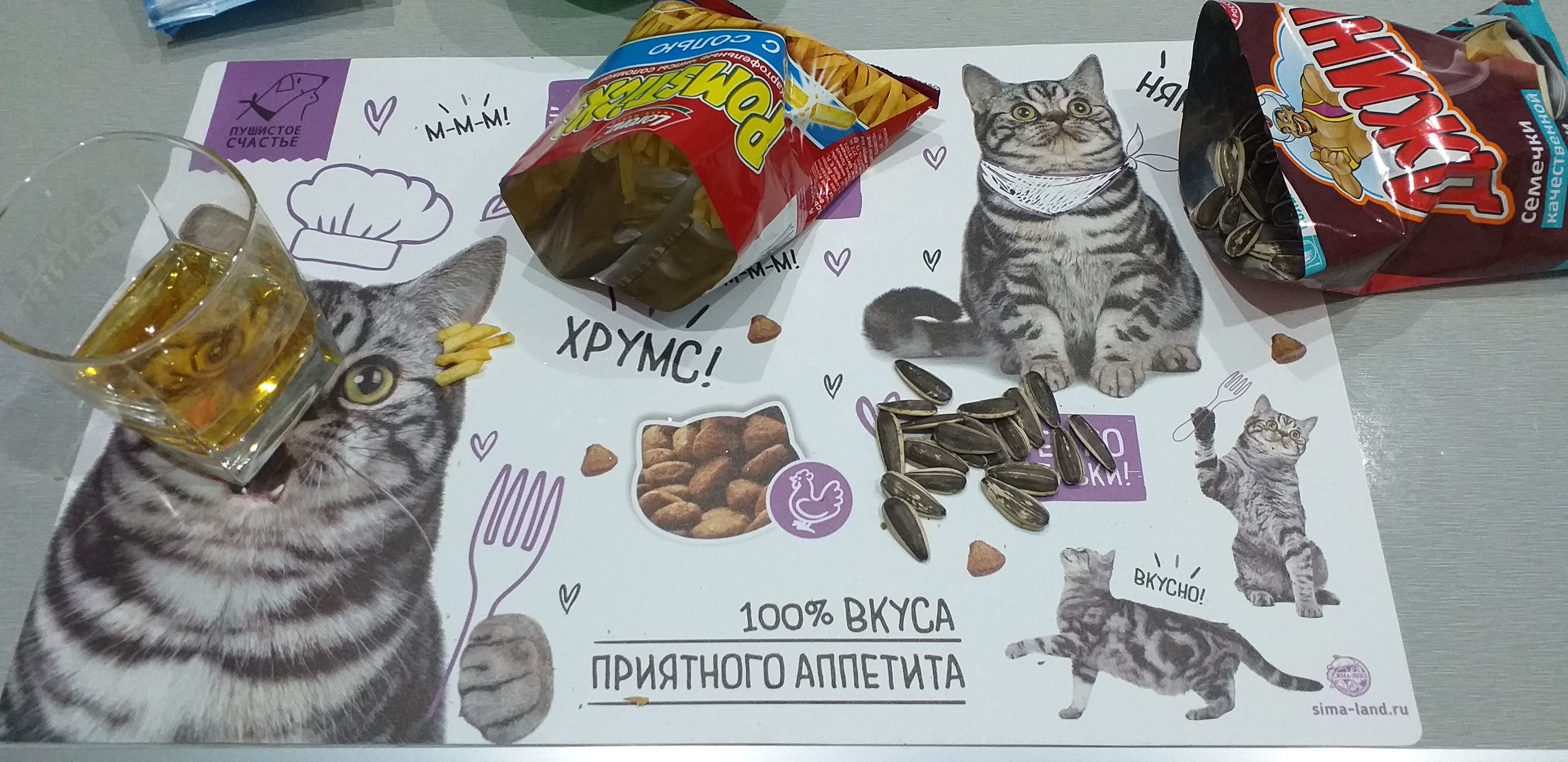 Фотография покупателя товара Коврик под миску «Кот не работает, кот ест!» 43х28 см - Фото 9