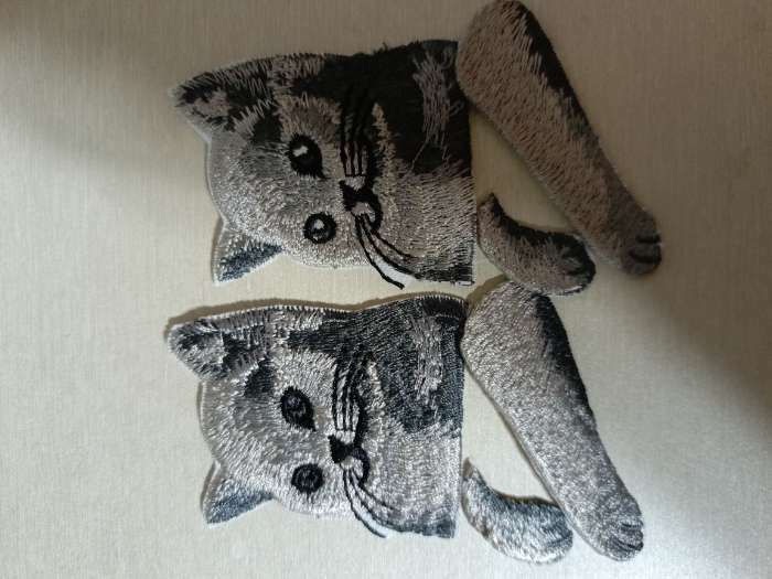 Фотография покупателя товара Термоаппликация на кармашек «Кот с лапками», 5,5 × 6,5 см, цвет серый - Фото 1