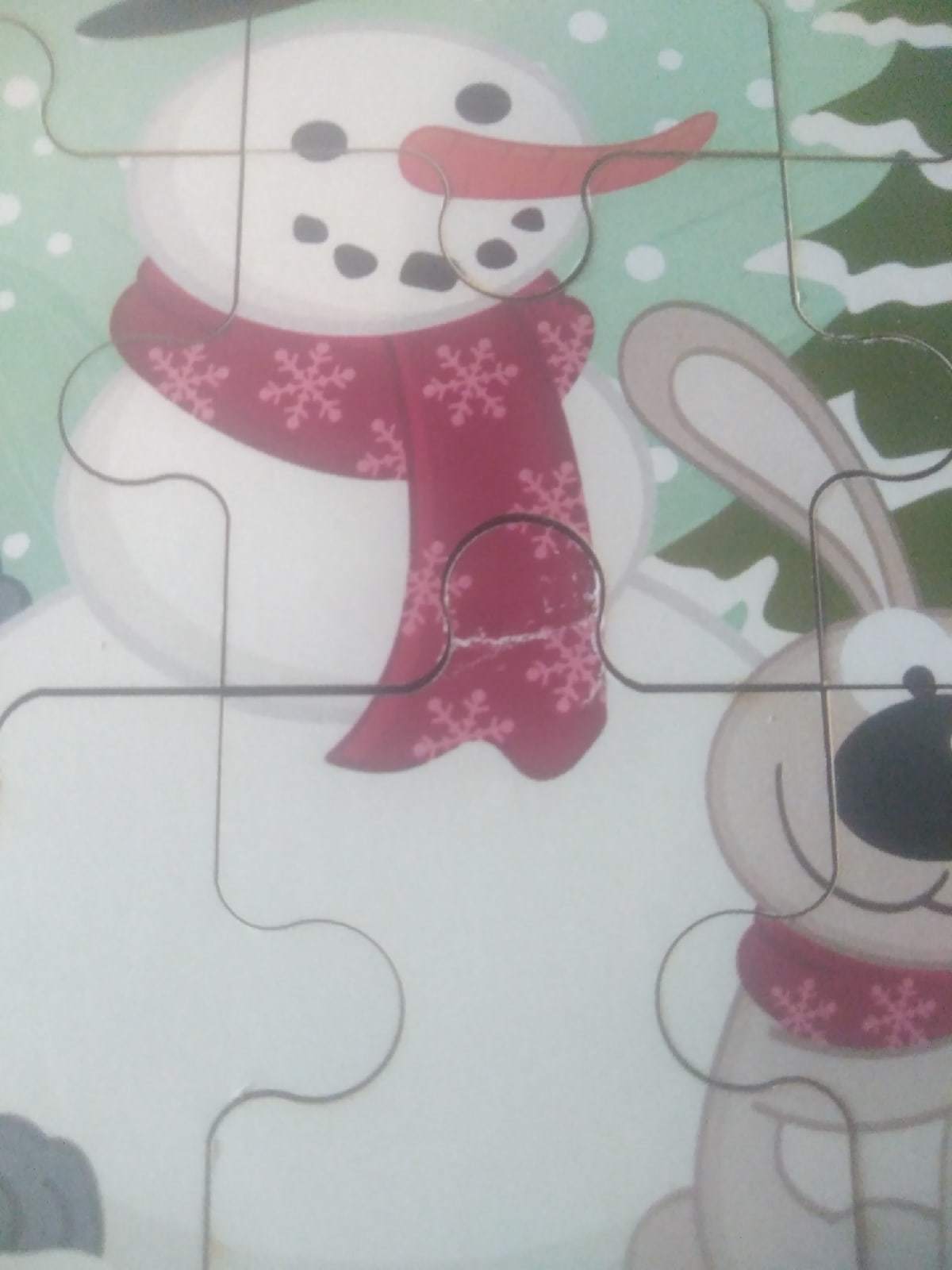 Фотография покупателя товара Пазл - вкладыш в рамке «Животные и снеговик» 16×16 см - Фото 4
