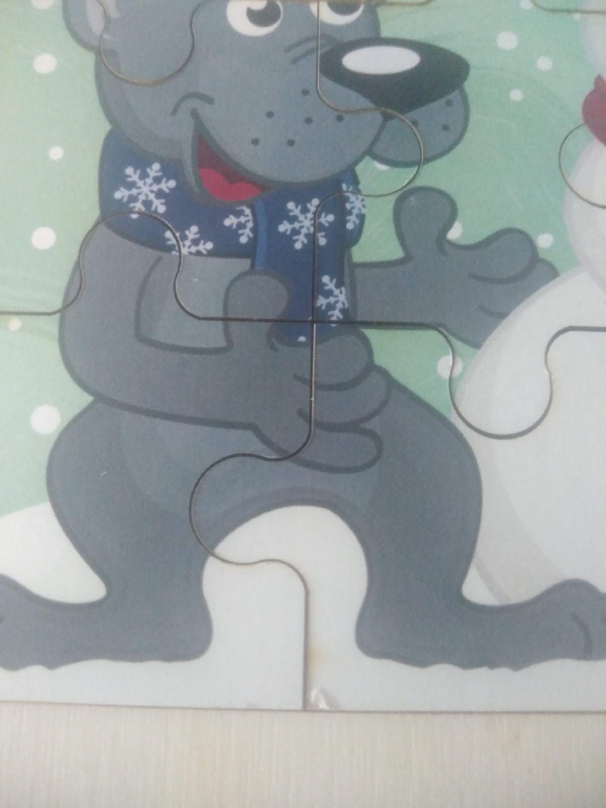 Фотография покупателя товара Пазл - вкладыш в рамке «Животные и снеговик» 16×16 см - Фото 6