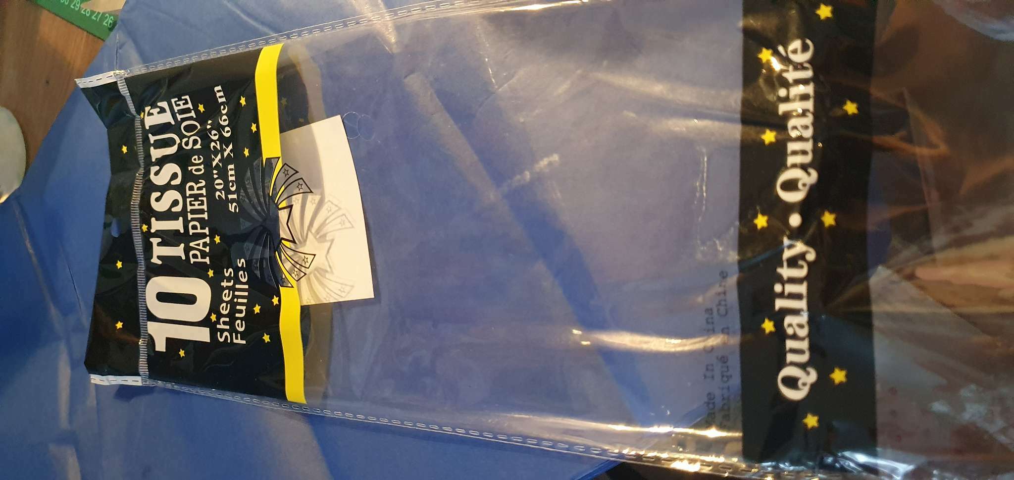 Фотография покупателя товара Бумага упаковочная тишью, синяя, 50 см х 66 см - Фото 3