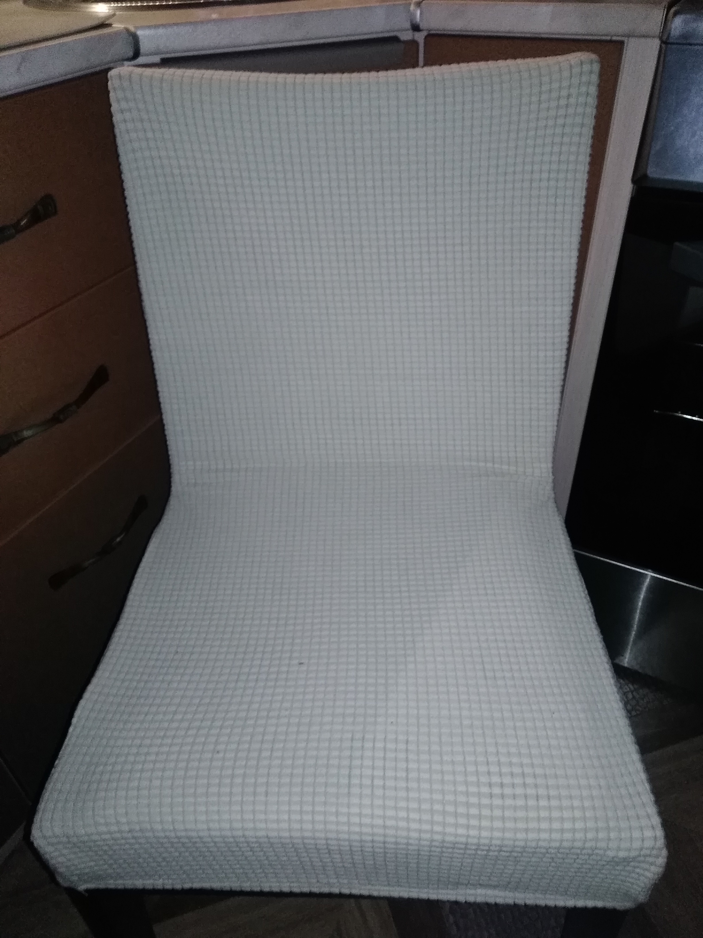 Фотография покупателя товара Чехол на стул Комфорт трикотаж жаккард, цвет кремовый, 100% полиэстер - Фото 3