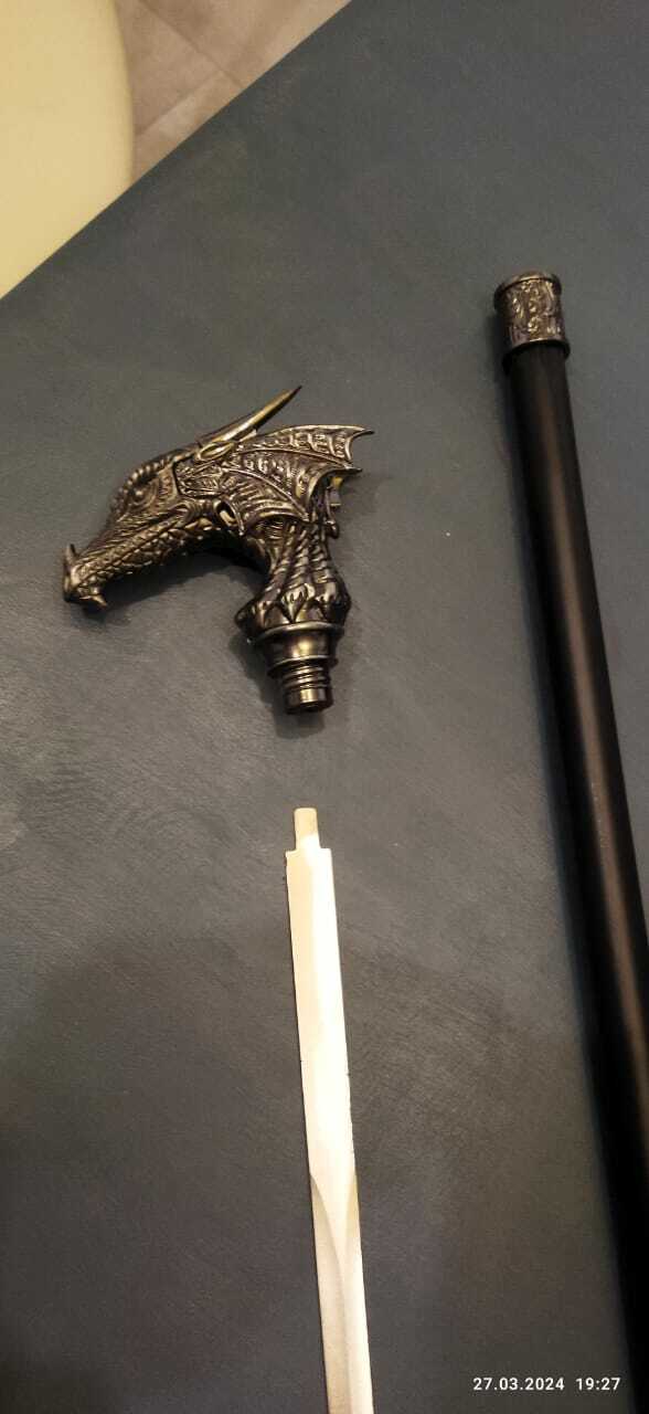 Фотография покупателя товара Сувенирное изделие Трость с кинжалом, клинок 30см, рукоять Дракон - Фото 2