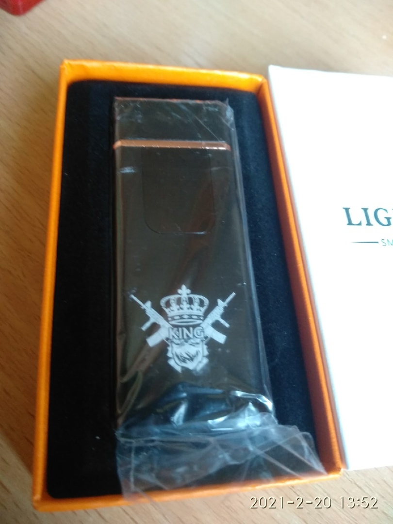 Фотография покупателя товара Зажигалка электронная "KING", USB, спираль, 3 х 7.3 см, черная - Фото 1