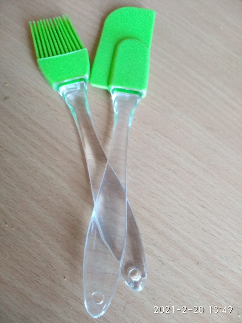 Фотография покупателя товара Набор для выпечки Доляна «Лёд», 2 предмета: лопатка, кисть, цвет МИКС
