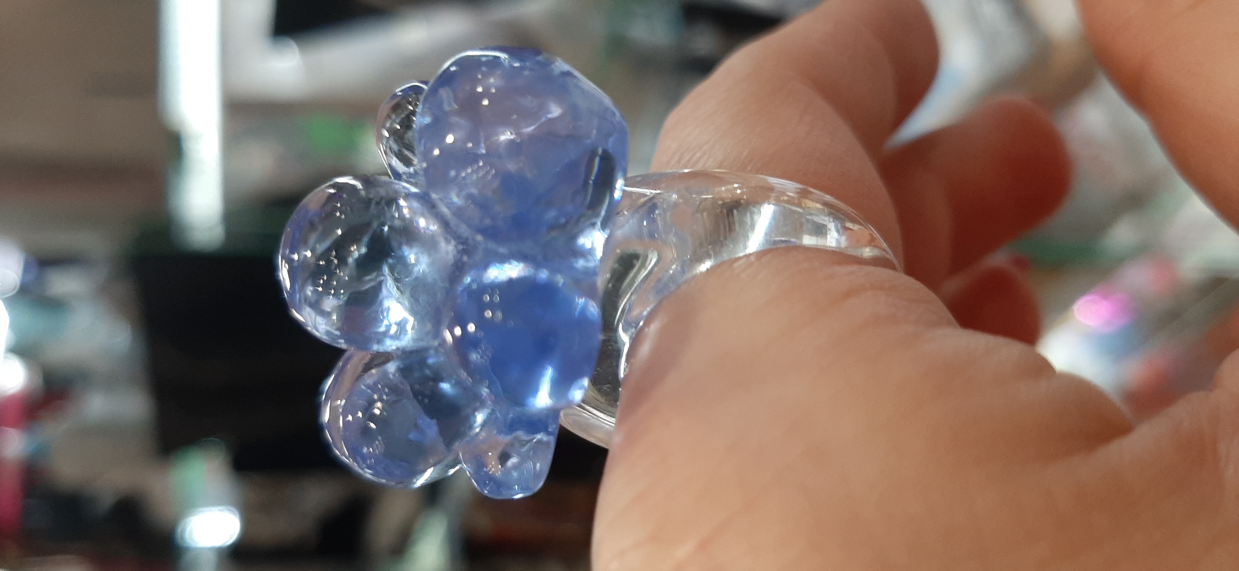 Фотография покупателя товара Кольцо «Молекулы», цвет синий, 17 размер - Фото 1