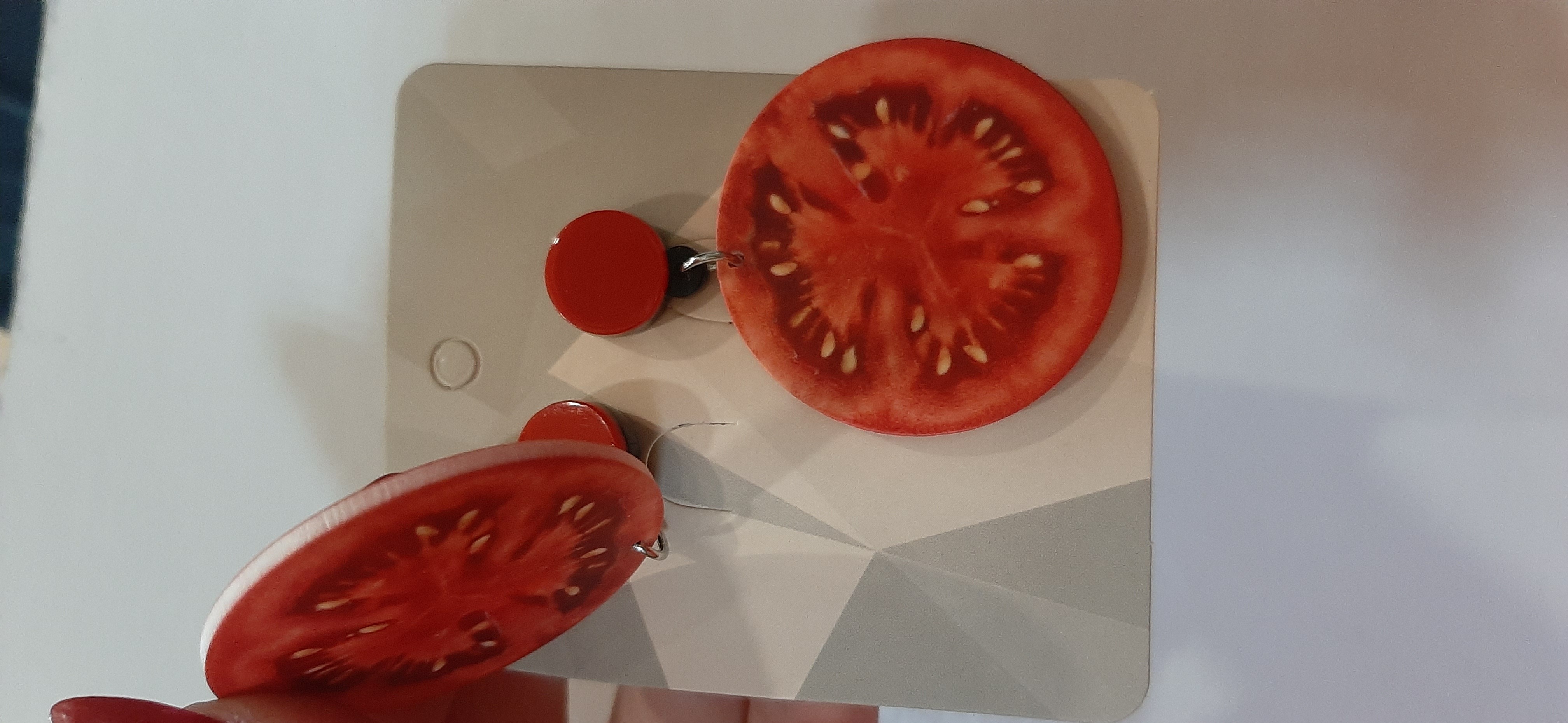 Фотография покупателя товара Серьги пластик «Вкусности» помидорки, цвет красный