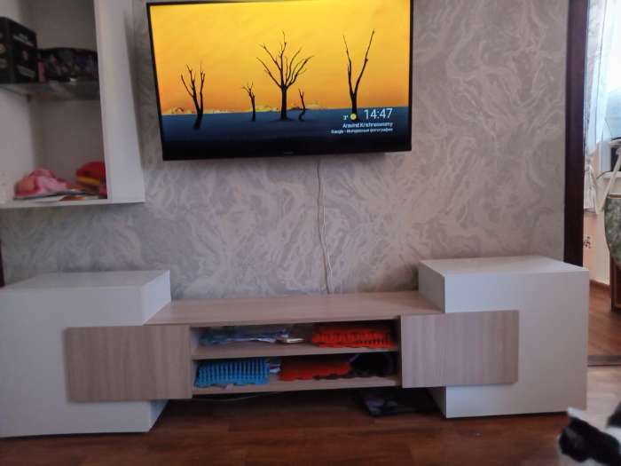 Фотография покупателя товара Тумба для ТВ, 2020х355х520, цвет ясень шимо светлый / белый