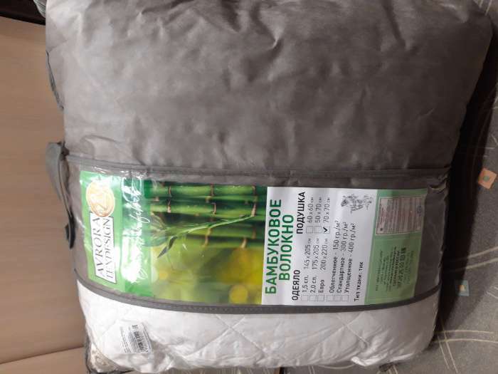 Фотография покупателя товара Подушка «Бамбуковое волокно», размер 50х70 см, чехол тик, цвет МИКС - Фото 1